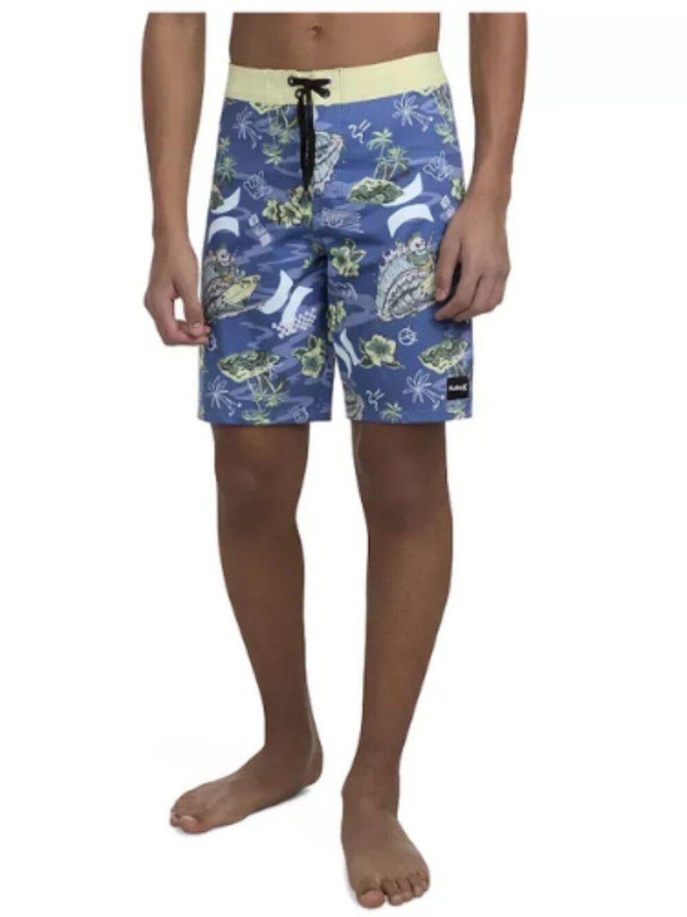 Hurley Boys Doodle Isle Tropical Print Swim Boardshorts Blue Size 20/30 4-Way